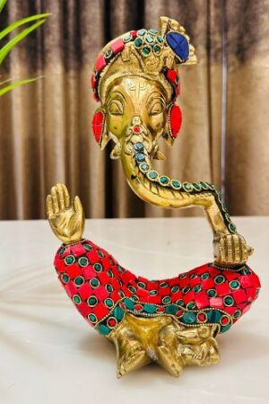 Pure Brass with hand-inlaid synthetic stone mosaic